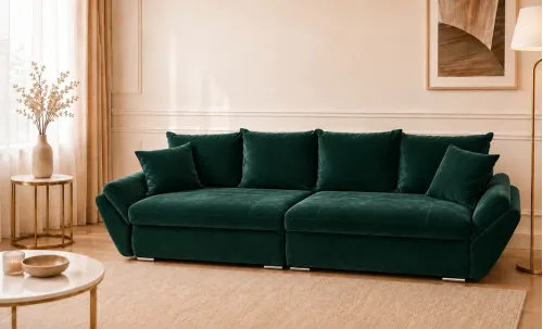 Canapea Extensibilă Confort cu Spumă HR, Verde Smarald