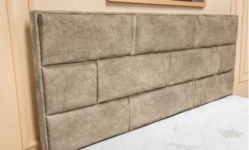 Set Pat Tapițat Mexico cu Saltea și Somieră Rabatabilă, Bej 140x200