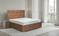 Set Pat Tapițat Mexico cu Saltea și Somieră Rabatabilă, Cafeniu Deschis 160x200
