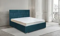 Set Pat Tapițat Mexico cu Saltea și Somieră Rabatabilă, Albastru 160x200