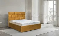 Set Pat Tapițat Mexico cu Saltea și Somieră Rabatabilă, Muștar 140x200