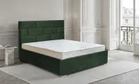 Set Pat Tapițat Mexico cu Saltea și Somieră Rabatabilă, Olive 180x200