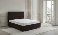 Set Pat Tapițat Mexico cu Saltea și Somieră Rabatabilă, Maro Închis 180x200