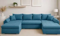 Colțar Extensibil Confort U cu Spumă HR, Albastru mediteranean