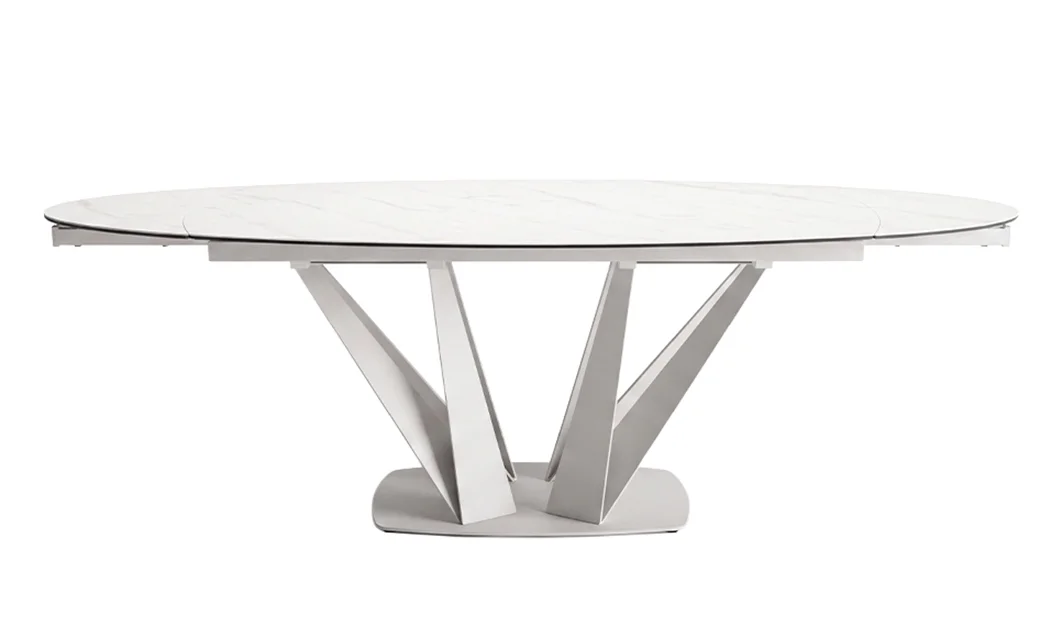 Masă Living Extensibilă Blat Ceramic Alb Marmură CT244