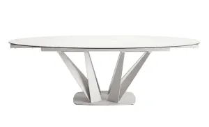 Masă Living Extensibilă Blat Ceramic Alb Marmură CT244