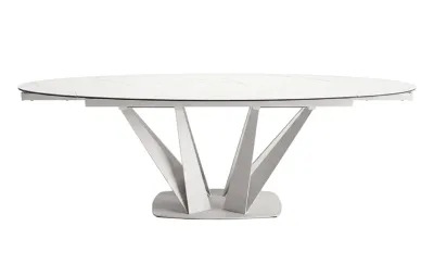 Masă Living Extensibilă Blat Ceramic Alb Marmură CT244