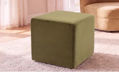 Taburet Tapițat Cub Olive
