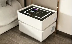 Noptieră Smart Multifuncțională KJN6251 Albă 2 Sertare