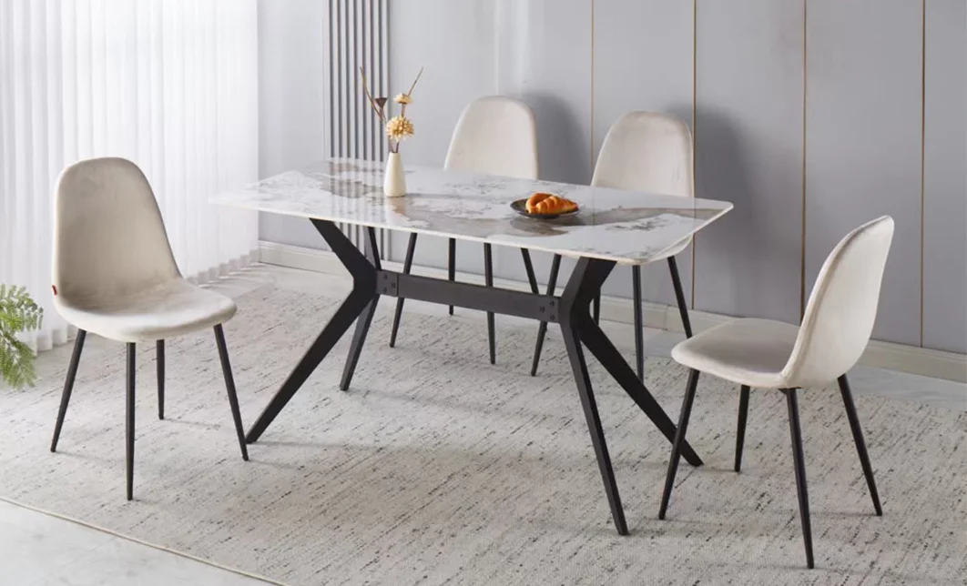 Set Masă Living cu 4 Scaune KJD7180 PANDORA Bej