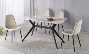 Set Masă Living cu 4 Scaune KJD7180 PANDORA Bej