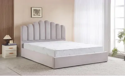 Pat Tapițat cu Somieră Rabatabilă KJB5462, Gri 160x200 