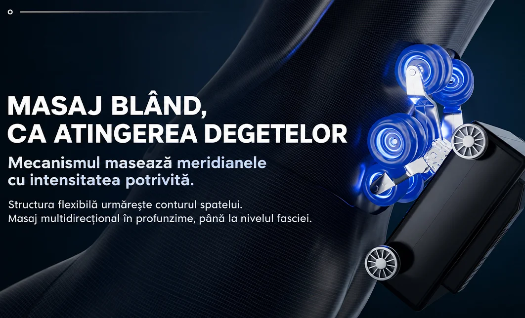 Fotoliu de Masaj A101 SL Negru/Maro, Șină SL 135 cm, 6 Role, 18 Programe, Zero Gravity, Încălzire cu Pelin 10