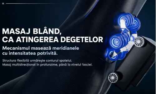 Fotoliu de Masaj A101 SL Negru/Maro, Șină SL 135 cm, 6 Role, 18 Programe, Zero Gravity, Încălzire cu Pelin