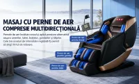 Fotoliu de Masaj A101 SL Negru/Maro, Șină SL 135 cm, 6 Role, 18 Programe, Zero Gravity, Încălzire cu Pelin
