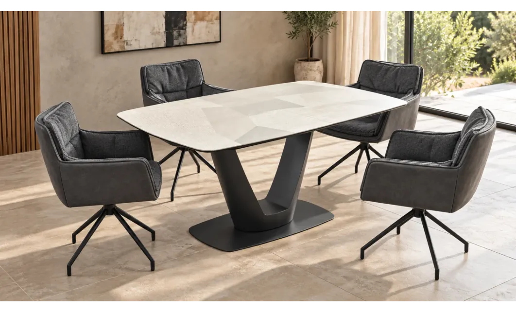 Set Masă Extensibilă CT139 cu 4 Scaune KJC389 Negre