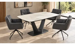 Set Masă Extensibilă CT139 cu 4 Scaune KJC389 Negre