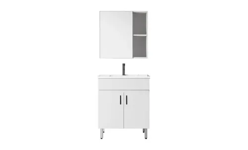 Set Mobilier Baie KJBS-P007-80 Alb cu Lavoar și Oglindă