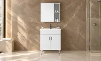 Set Mobilier Baie KJBS-P007-60 Alb cu Lavoar și Oglindă