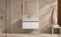 Set Mobilier Baie KJBS-515-60 Alb cu Lavoar și Oglindă LED