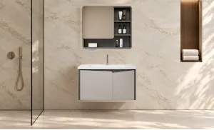 Set Mobilier Baie KJBS-26-60 Gri cu Lavoar și Oglindă