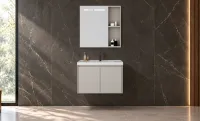 Set Mobilier Baie KJBS-X1-60 Bej cu Lavoar și Oglindă LED