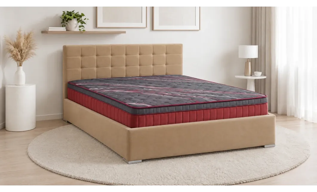 Pat Tapitat Claudia Beige cu somiera pal 160x200