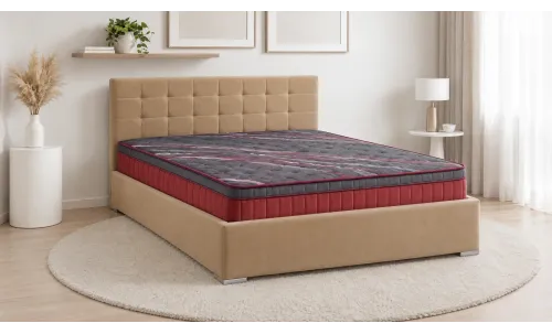 Pat Tapitat Claudia Beige cu somiera pal 160x200