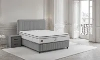 Set Pat Tapitat cu Saltea Bella Grey 180x200