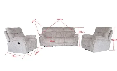 Set canapea cu 2 fotolii, sistem recliner manual Havana, Bej