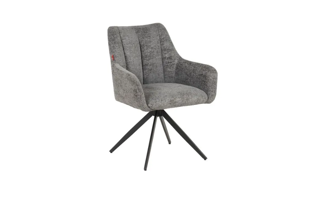 Set Masă Living Extensibilă DTM0405CS Blat Ceramic Bej cu 6 Scaune Rotative DCM0112 Gri