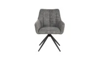 Set Masă Living Extensibilă DTM0405CS Blat Ceramic Bej cu 6 Scaune Rotative DCM0112 Gri