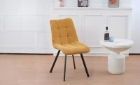 Set Masă Living Extensibilă DTM0101CS Bej cu 4 Scaune Tapițate DCM1801CF Muștar