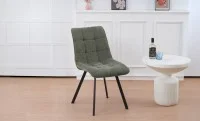 Set Masă Living Extensibilă Blat Ceramic KJT416 Alb-Cappuccino cu 4 Scaune DCM1801CF Verzi