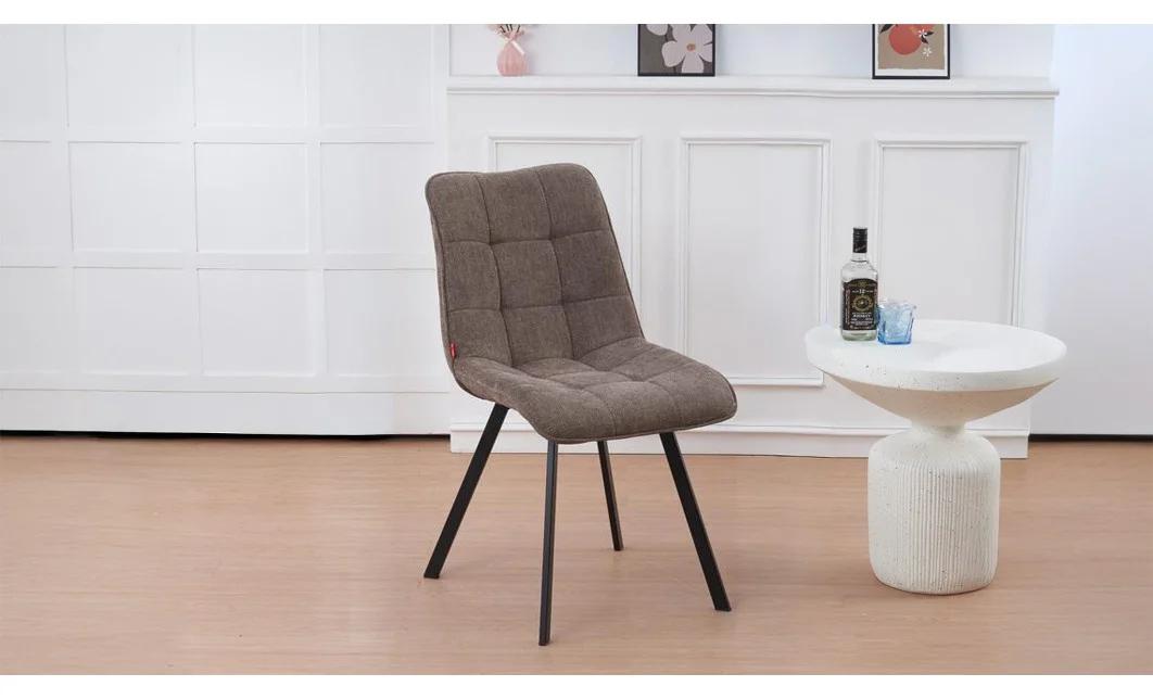 Set Masă Living Extensibilă Blat Ceramic KJT416 Alb-Cappuccino cu 4 Scaune DCM1801CF Maro 6
