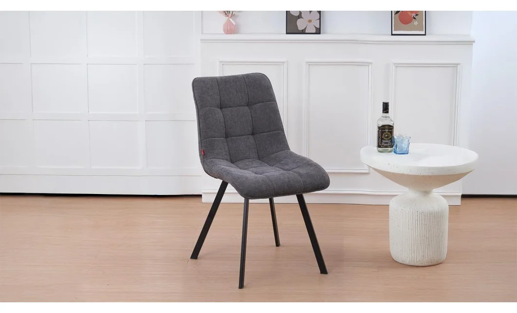 Set Masă Living Extensibilă Blat Ceramic KJT416 Alb-Cappuccino cu 4 Scaune DCM1801CF Gri 6