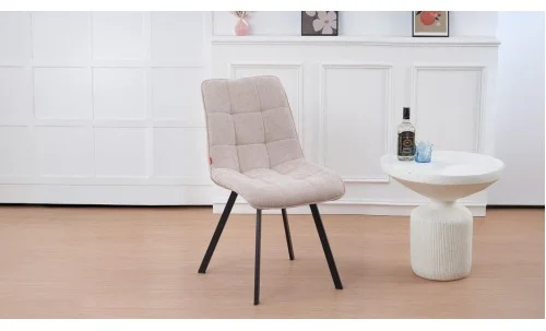 Set Masă Living Extensibilă DTM0101CS Bej cu 4 Scaune Tapițate DCM1801CF Bej