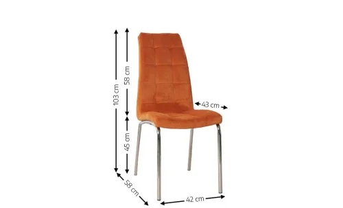 Set Masă Living Extensibilă DTM0101 Blat Ceramic Gri cu 4 Scaune Tapițate F630 Portocalii