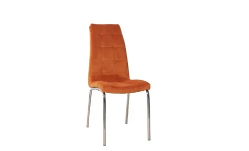 Set Masă Living Extensibilă CT163 Blat Ceramic Alb cu 4 Scaune Tapițate F630 Portocalii
