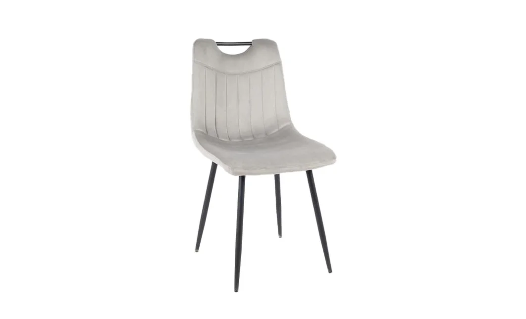 Set Masă Living Extensibilă Blat Ceramic KJT416 Alb-Cappuccino cu 4 Scaune KJC0358 Gri