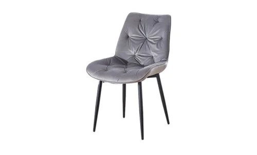 Set Masă Living Extensibilă Blat Ceramic KJT416 Alb-Cappuccino cu 4 Scaune KJC0357 Gri