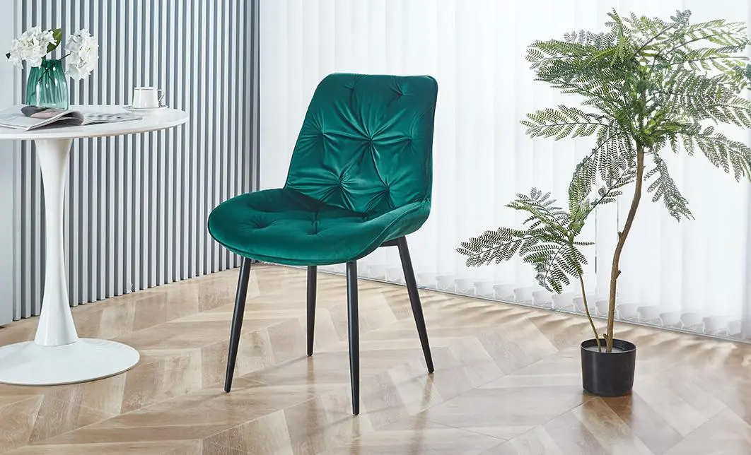 Set Masă Living Extensibilă KJT417 Albă cu 4 Scaune KJC0357 Verzi 10