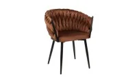 Set Masă Living Extensibilă CT163 Blat Ceramic Alb cu 4 Scaune KJC11 Maro 3