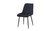 Set Masă Living Extensibilă KJT380 Blat Lucios Alb cu 6 Scaune Tapițate KJC176 Negre