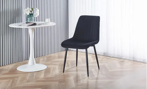 Set Masă Living Extensibilă KJT417 Albă cu 4 Scaune KJC176 Negre