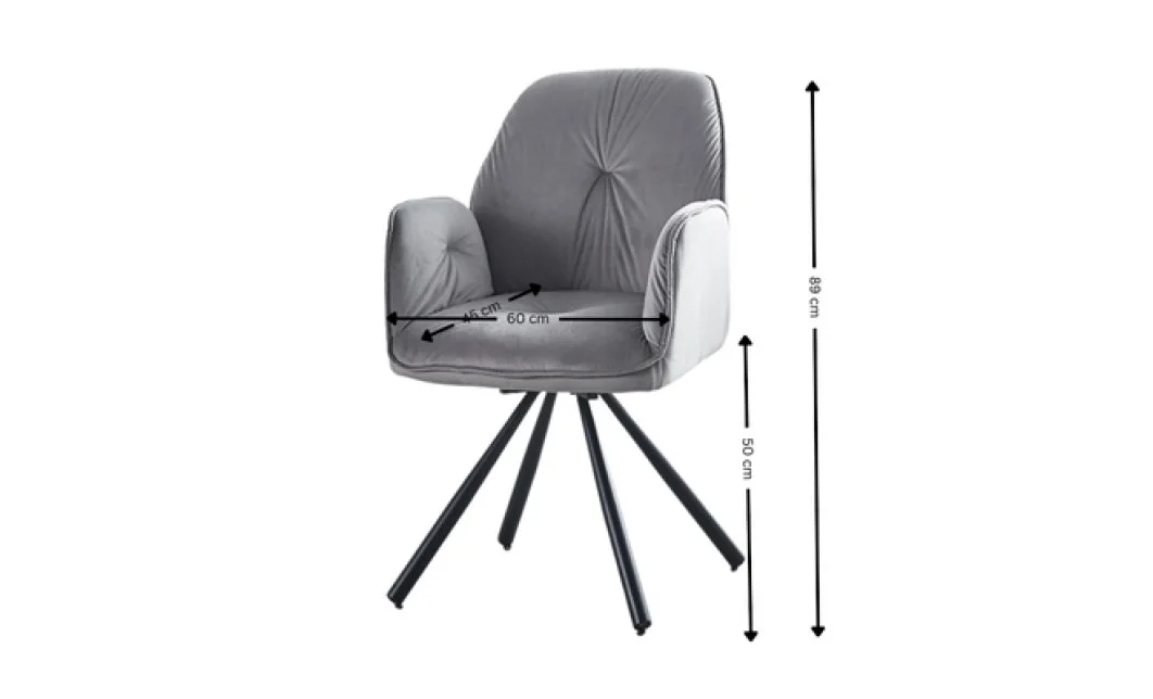 Set Masă Living Extensibilă DTM0101CS Bej cu 6 Scaune Tapițate KJC356 Gri 9