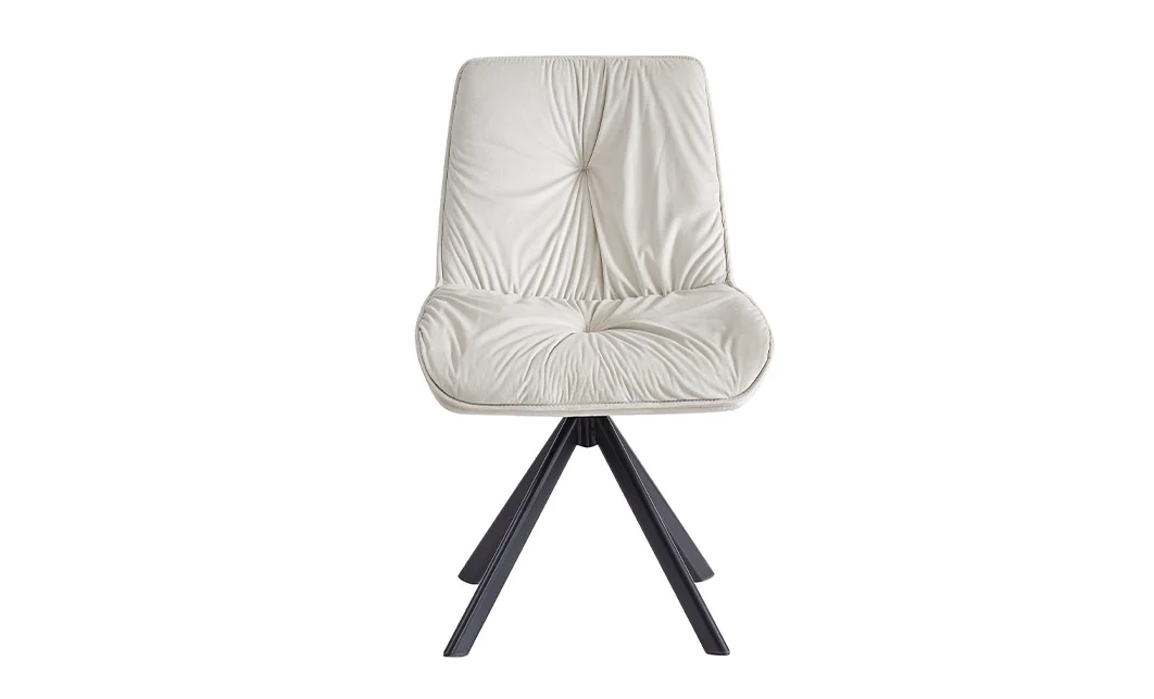Set Masă Living Extensibilă DTM0101 Blat Ceramic Gri cu 4 Scaune Rotative KJC356 Bej 4