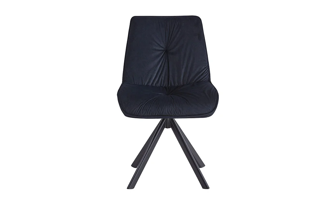 Set Masă Living Extensibilă DTM0405CS Blat Ceramic Bej cu 6 Scaune Rotative KJC356 Negre