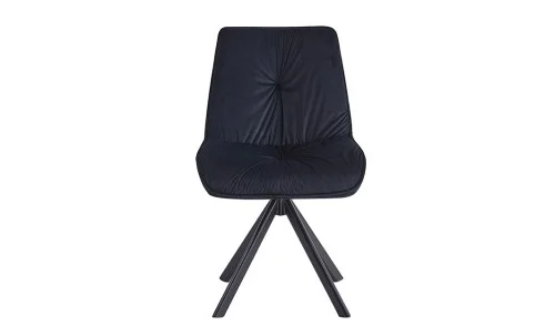 Set Masă Living Extensibilă DTM0405CS Blat Ceramic Bej cu 6 Scaune Rotative KJC356 Negre