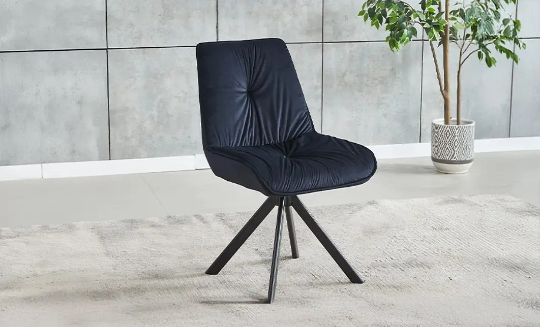 Set Masă Living Extensibilă DTM0101CS Bej cu 6 Scaune Tapițate KJC356 Negre